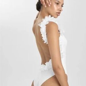 La Rêveche Blush Pink Floral One-Shoulder Swim One Piece